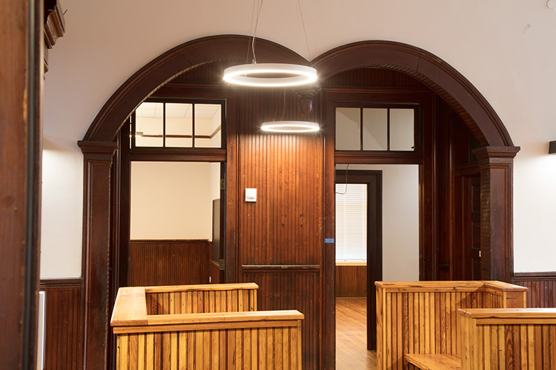 2 wooden doorways