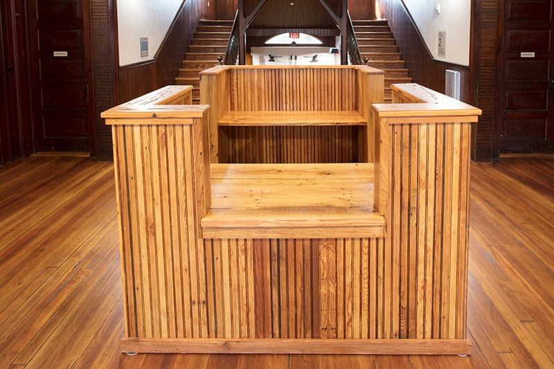 wooden podium with two sides